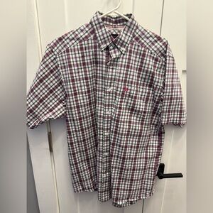 Ariat Men's Purple and White Plaid Button Down Shirt